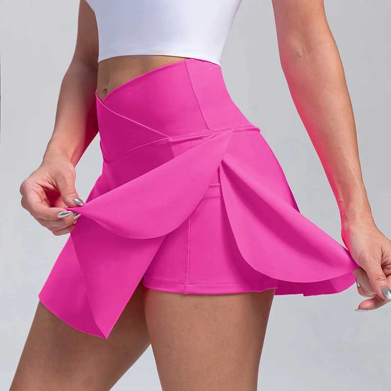 Wrinkled womens tennis skiing sprinting skiing cross waist sports golf Skorts exercise sports skiing with pockets Y250412
