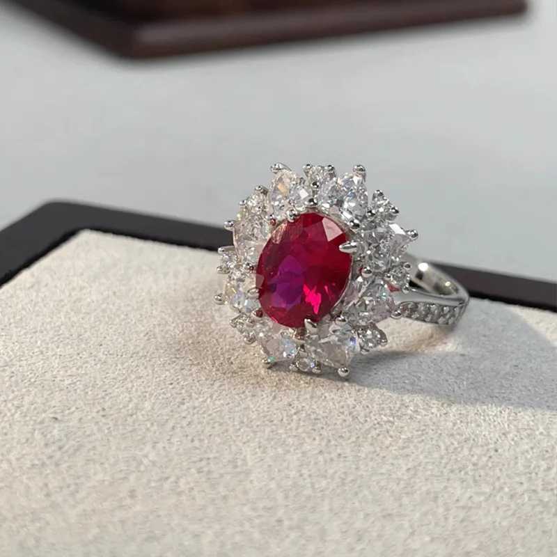 European and American Fashion New Copper Ruby Luxury Personalized Womens Adjustable RingXJ250412