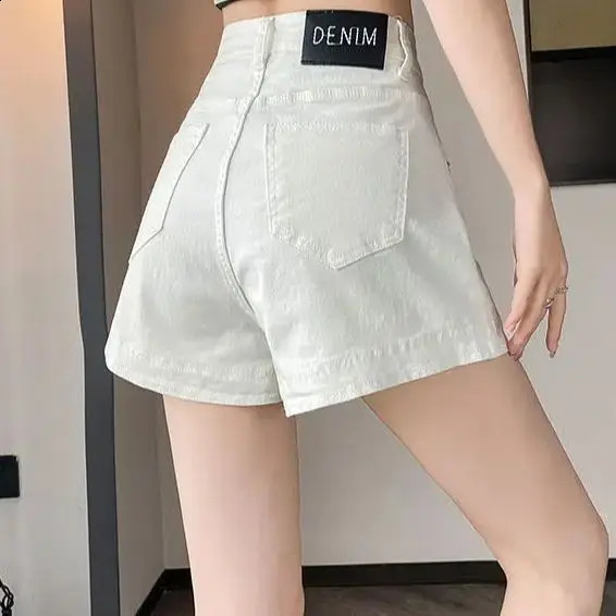Denim shorts green shorts thin and soft summer casual loose fit retro jeans womens long leg denim shorts 250411