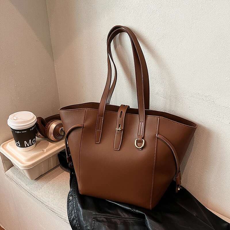 Fashion Trend Retro Leather Hand-Held Single Shoulder High Capacity Tote Bucket Ladies Bag