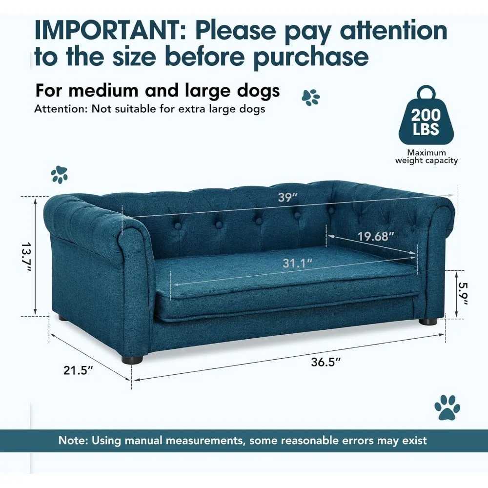 Dog sofa for big dogs up to 60 pounds 31 W memory foam big dog sofa bed with legs durable elevator dog sofa sofa Washa X250412