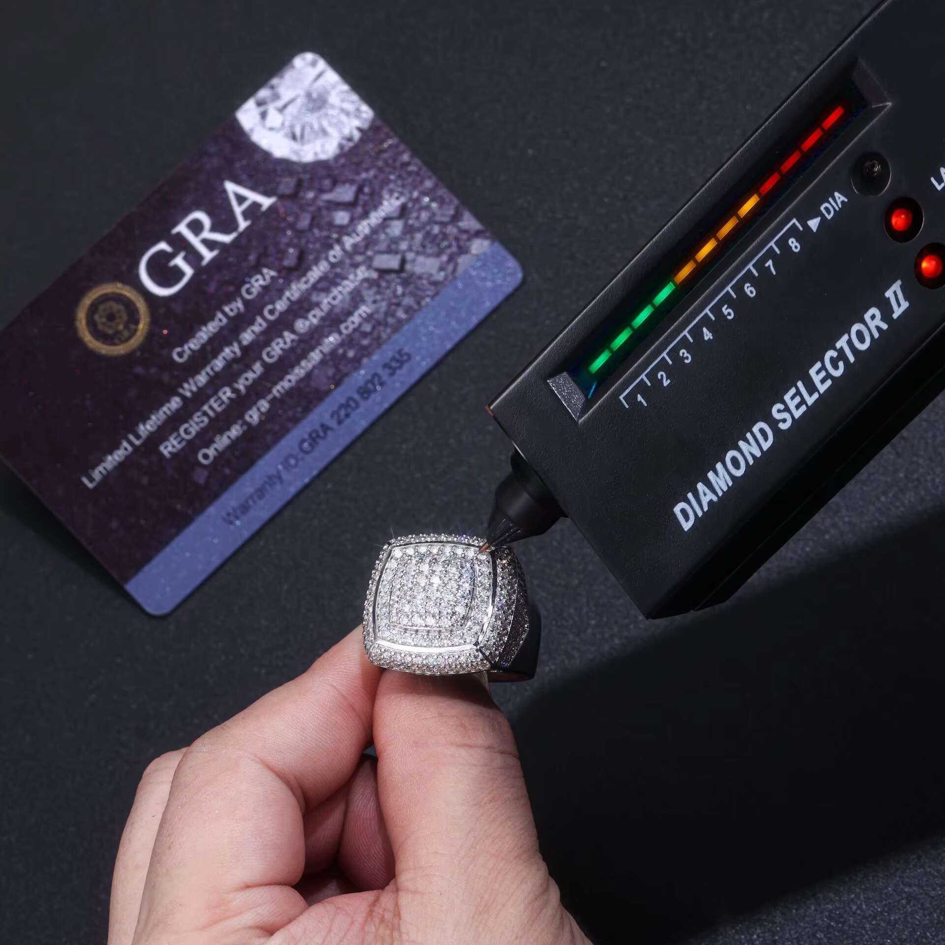 Custom Mens Moissanite Ring Classic Square Wedding Hip Hop Style 925 Silver with GRA Certificate D Color Moissanite Ring