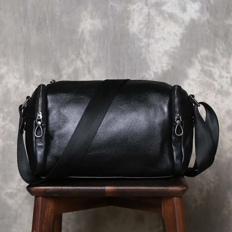 Handmade Genuine Men's Crossbody Daily Casual Shoulder Minimalist High-End Soft Top Cowhide Leather Bag