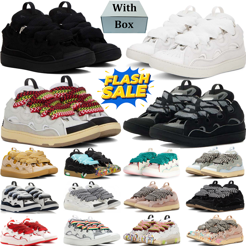 designer curb shoes sneakers men women leather sneakers white ivory black blue pink mens trainers Plate-forme runners chaussure luxury platform with box