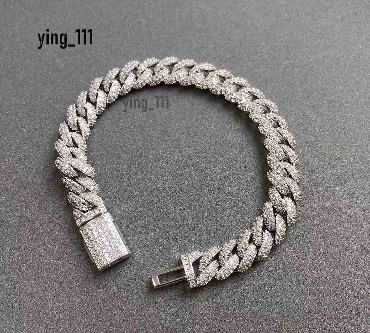Aaa Gems 14mm Iced Out Moissanite Diamond Hip Hop Chains 925 Silver/18k Gold Prong Setting Miami Cuban Chain Bracelet for Mens