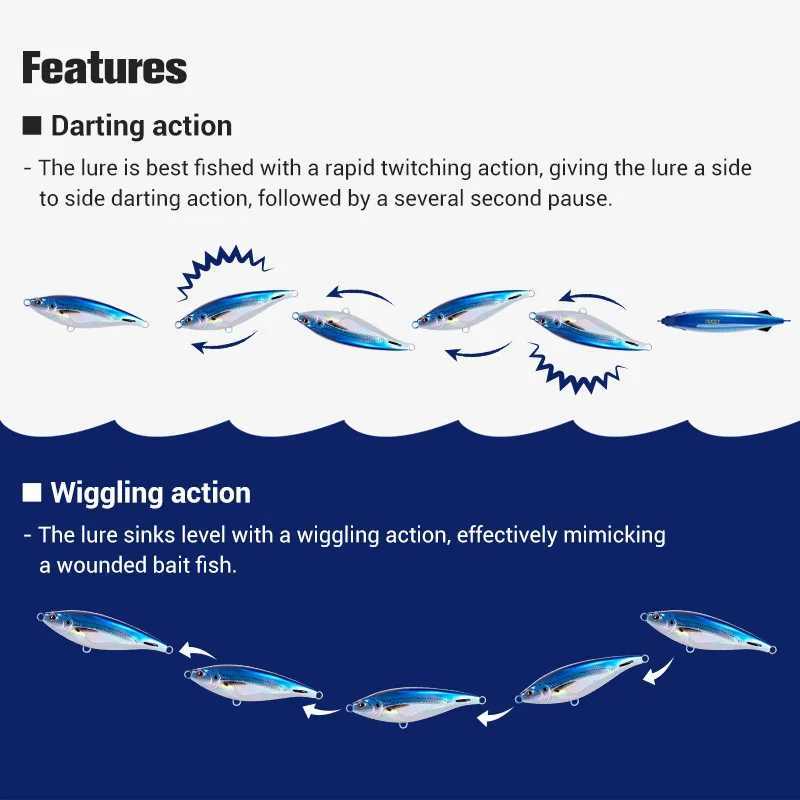 Noeby Sinking Stickbait Fishing Lure 115mm 43g 150mm 85g Long Cast Pencil Lure Artificial Hard Bait for Saltwater Fishing Lures Z250411