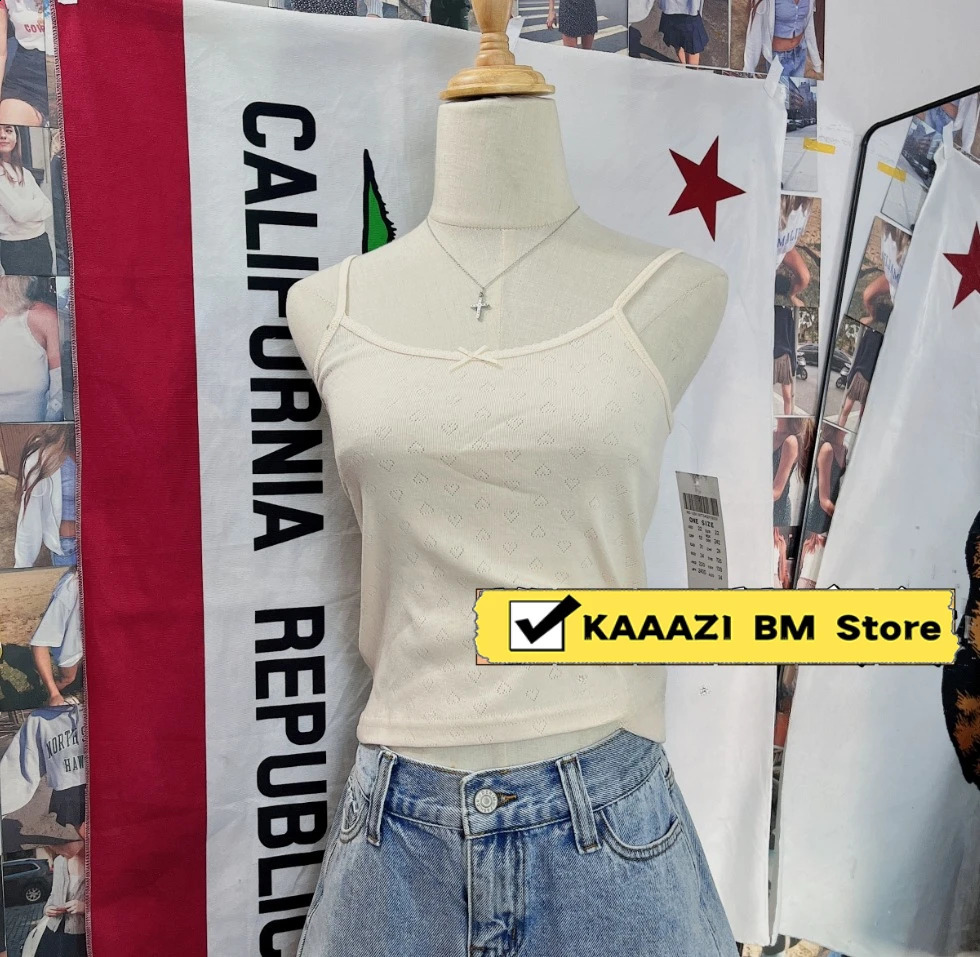 Bow Sweetheart Basic Tank Top Womens Summer Sleeveless Cotton Slimming Retro Solid Color Y2K Versatile 250407