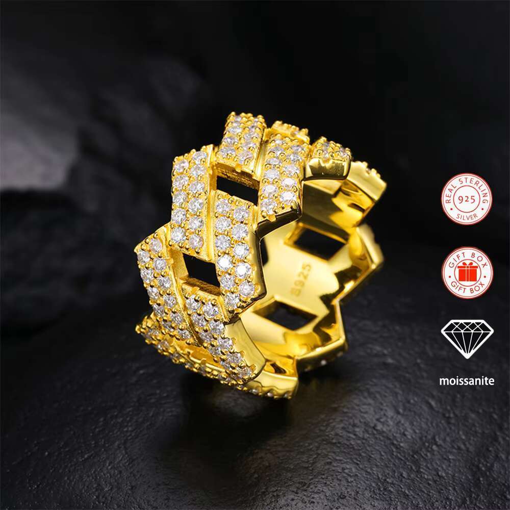 1PC Vvs Moissanite Ring 925 Sterling Silver Rings for Men 18k Gold Plated Fine Fashion Jewellery Diamond for Women Men