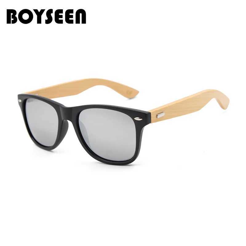 BOYSEEN Bamboo Temples Sunglasses Men Classic Wood Color Bamboo Sunglasses Women UV400 Protection Eyewear Z250411