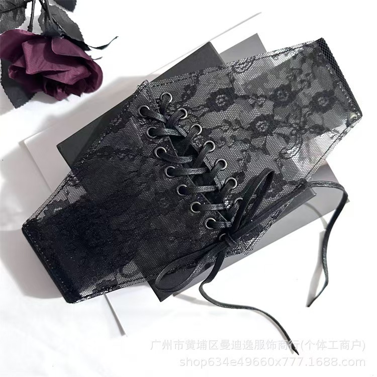 Fashion Wide Lace Cover Women's Versatile Dress Top Decorative Silk Waist Belt