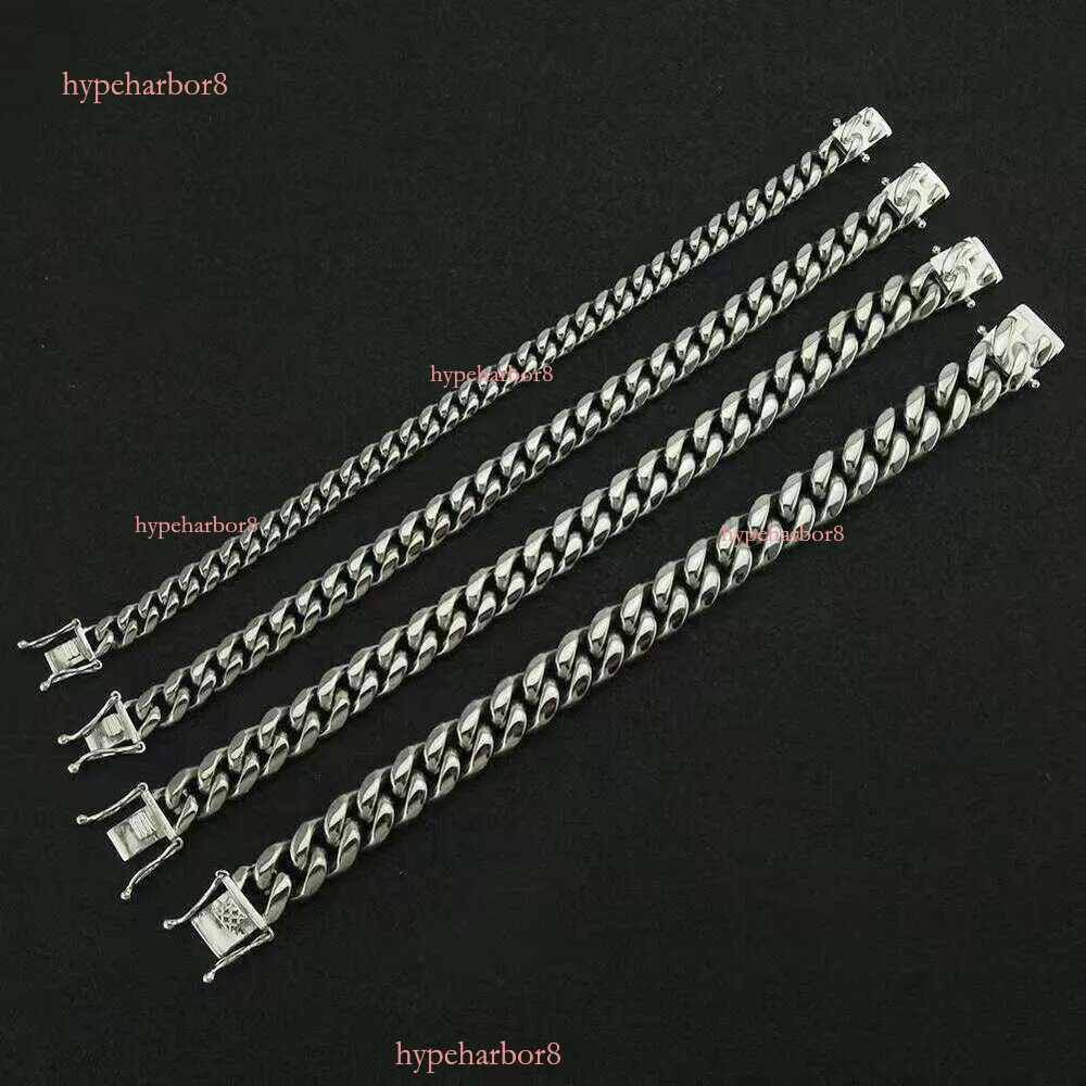 Solid Gold Stainless Steel Mens Thick Heavy Miami Cuban k Bracelet 8mm-14mm Bracelets Men Punk Curb Chain Double Safety Clasp