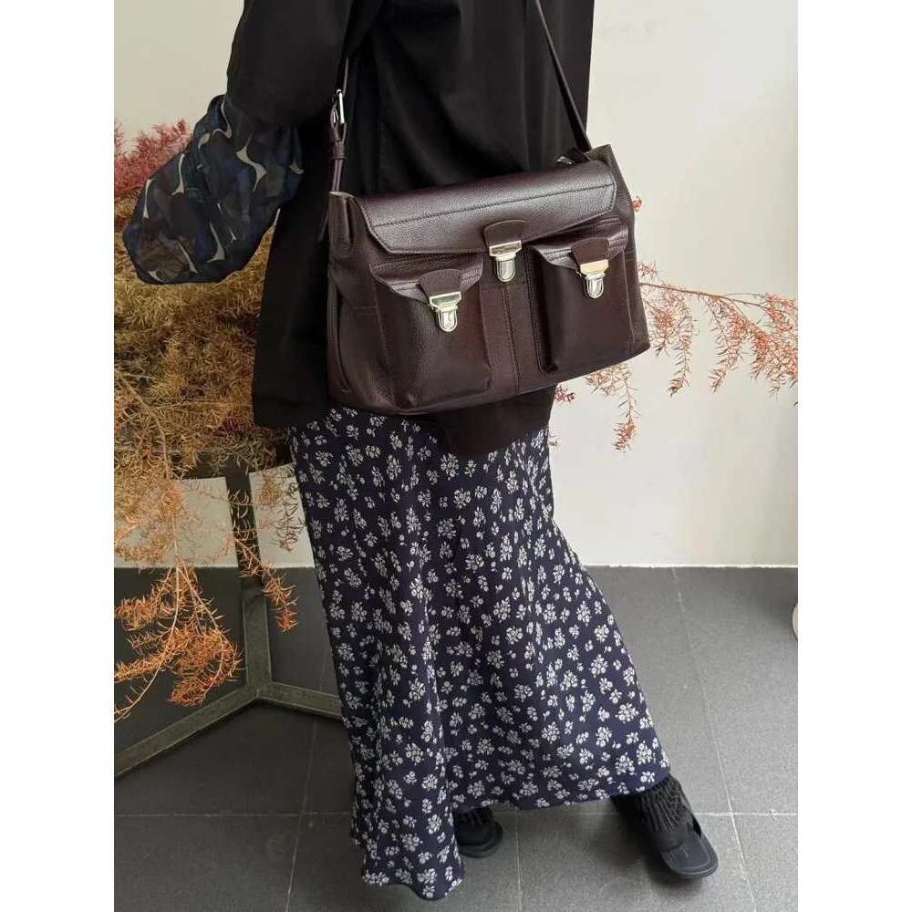 High Quality Women Cowhide Genuine Leather Shoulder Vintage Office Lady Messenger Bags New Fashion Flap Strap Crossbody Bag