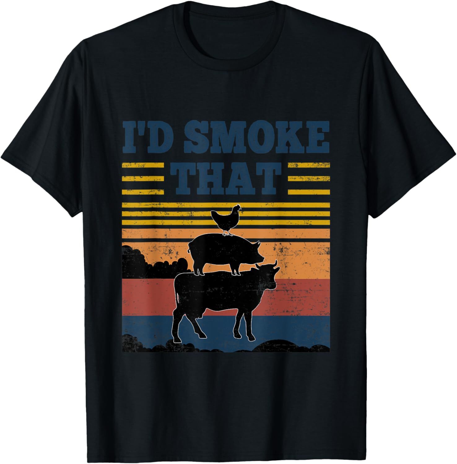 T shirt for Mens Id Smoke That Retro Vintage Funny Farm Animals Farmer Gift Graphic Tee Casual Tops Clothes Short sleeve cool