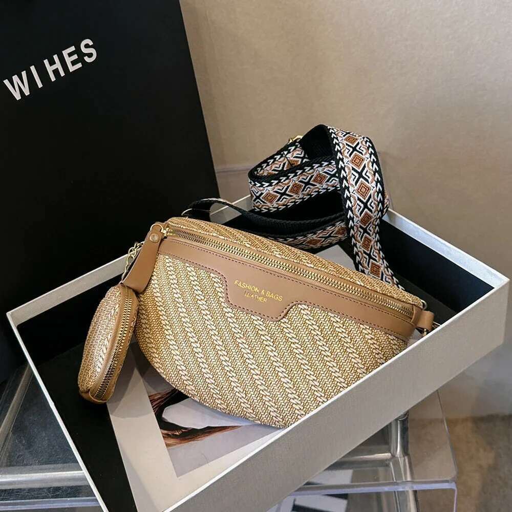 Ladies Banana PU Leather Crossbody with Coin Purse Wide Strap Chest Bag Women's Stylish Waist Solid Shoulder Bags