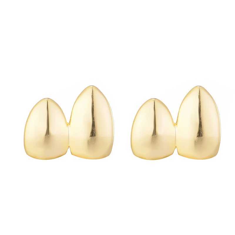 Hip Hop 2-piece Gold Plated Grillz Top and Bottom Charm Grills Suitable for Men Women Jewelry Gifts W250412