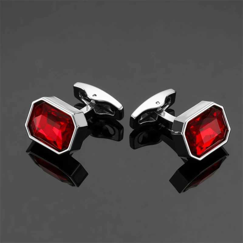 High quality red crystal cufflinks brand new fashion French shirt bra material mens wedding cufflinksT250412