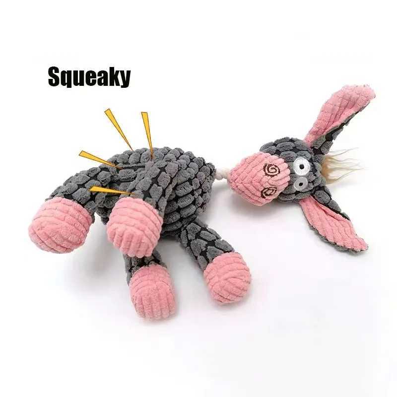 High Quality Plush squeeze dog toy donkey shaped pet toy bite resistant squeeze toy suitable for small and large dogs durable chew plush toy training 