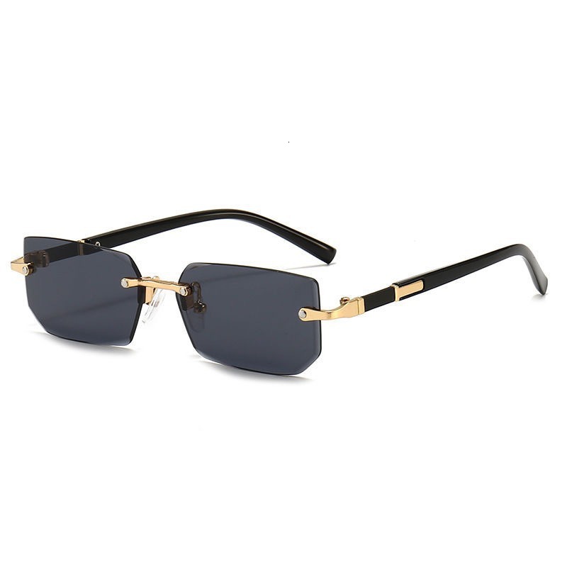 New business style men's glasses with high-end feel, cut edge frameless sunglasses, square sunglasses