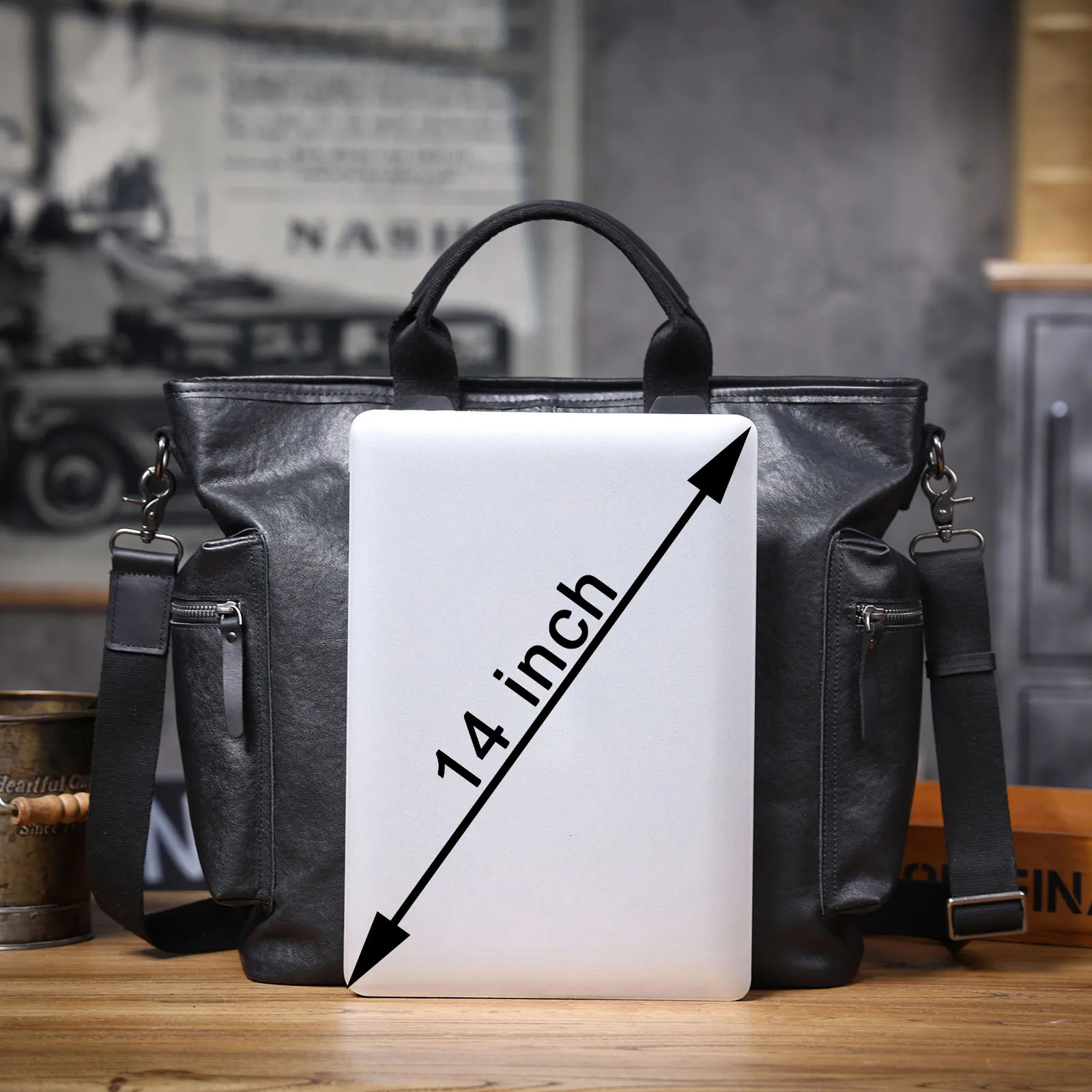 Genuine Leather Mens Brifecase 15 Inch Laptop Bags Simple Cowhide HandBag Vegetable-tanned Leather Fashion Casual Style 250407