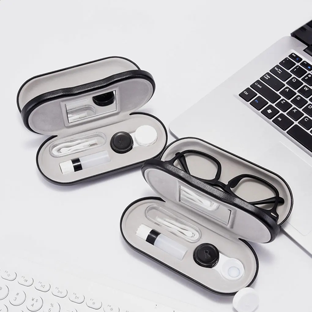 Pressure resistant dual-purpose double-layer contact lens box s wood grain contact lens box fashionable frame glasses box 250409