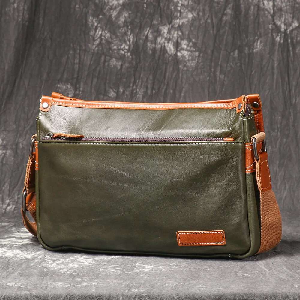 LUOKIR Unisex Leather Shoulder Bag, Top Layer Cowhide Crossbody Backpack, Trendy Pairing With Commuter Mailman Bag