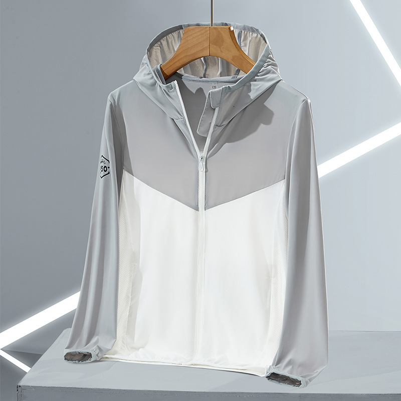 Outdoor Ice Silk Sun Protection Clothing Childrens Summer Uv Resistant Skin Clothing Female Students Ice Sensitive Breathable Hooded Sun Protection Sh