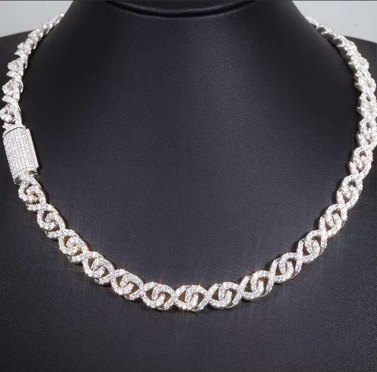 Infinite Design Single Row Cuban Chain Wide 9/12mm Pure Silver Vvs Moissanite Cuban Link Chain for Rope Life
