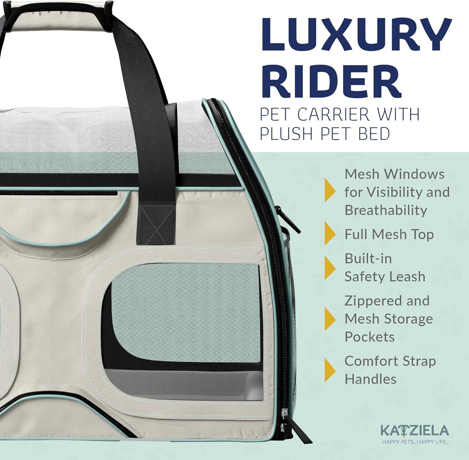 Katziela Rolling Pet Transport Bag - Airline Standard Dog Cage - TSA Approved Small Dog and Cat Pet Transport Bag - Soft FAA Travel Airplane Dog Lugga