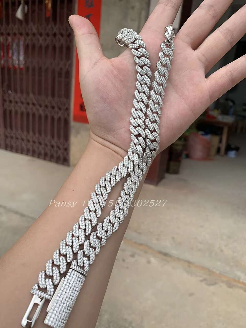 Fancy Jewelry GRA Certified 925 Sterling Silver VVS Moissanite Cuban Link Chain