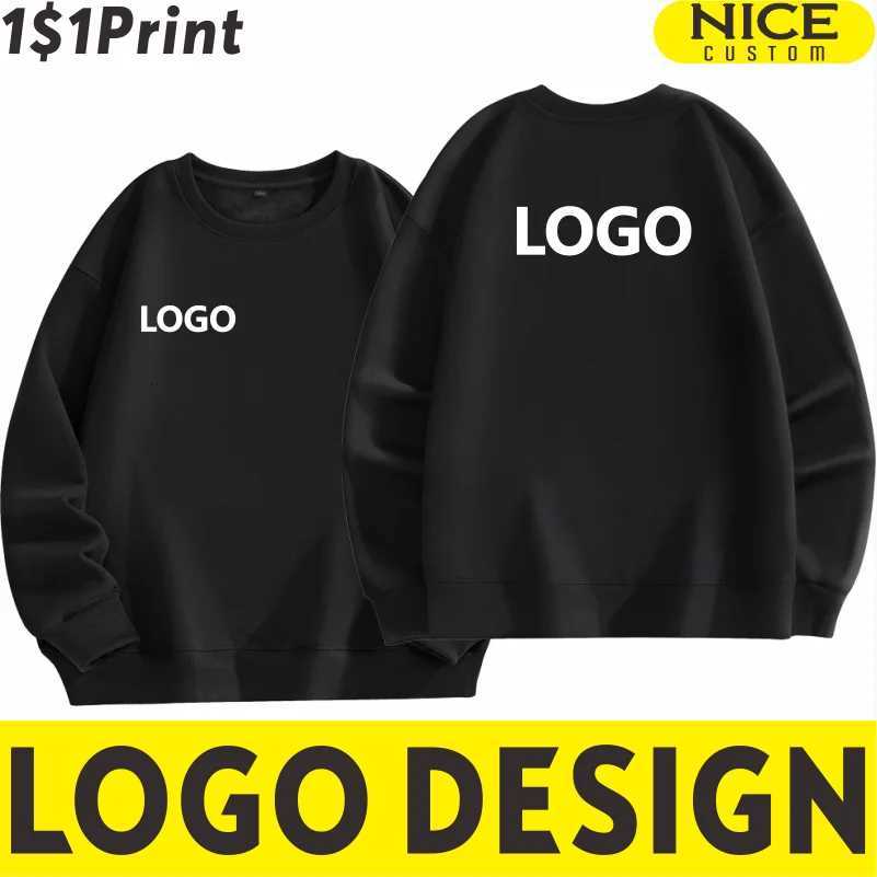 POD customization Fashion Men Women Plush Warm Sweatshirt Custom Company Team Pullover Embroidery Design Casual Solid Color Sweater PrintingT251112