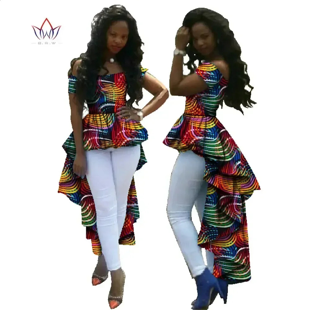 Summer Top African Clothing Wax Cotton Printed Womens Dress Dashiki Plus Size Robe Pour WY615 250411