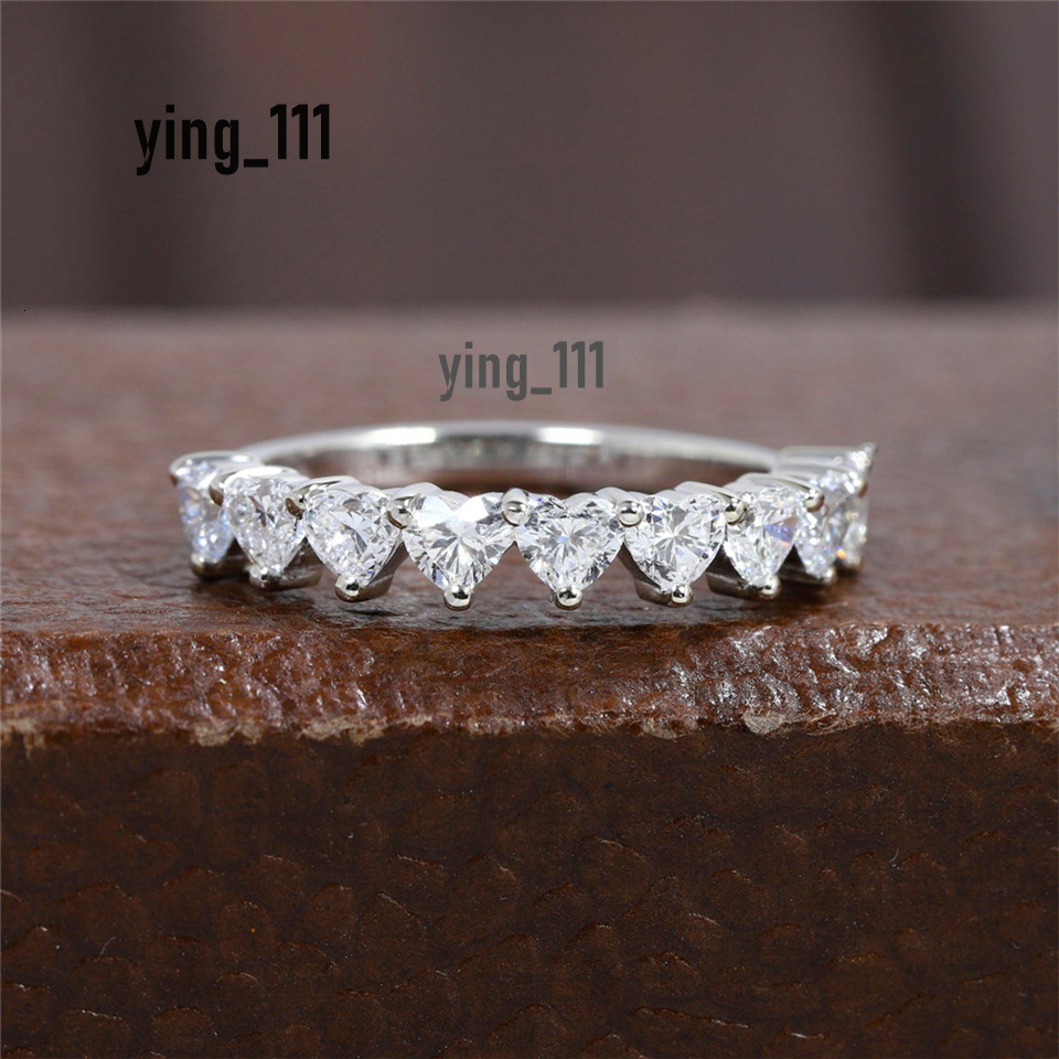 Jewelry18K Gold Heart Cut Diamond Half Eternity Ring Lab Diamond Ring White Gold Heart Diamond Martini Anniversary Dainty Gold Ring