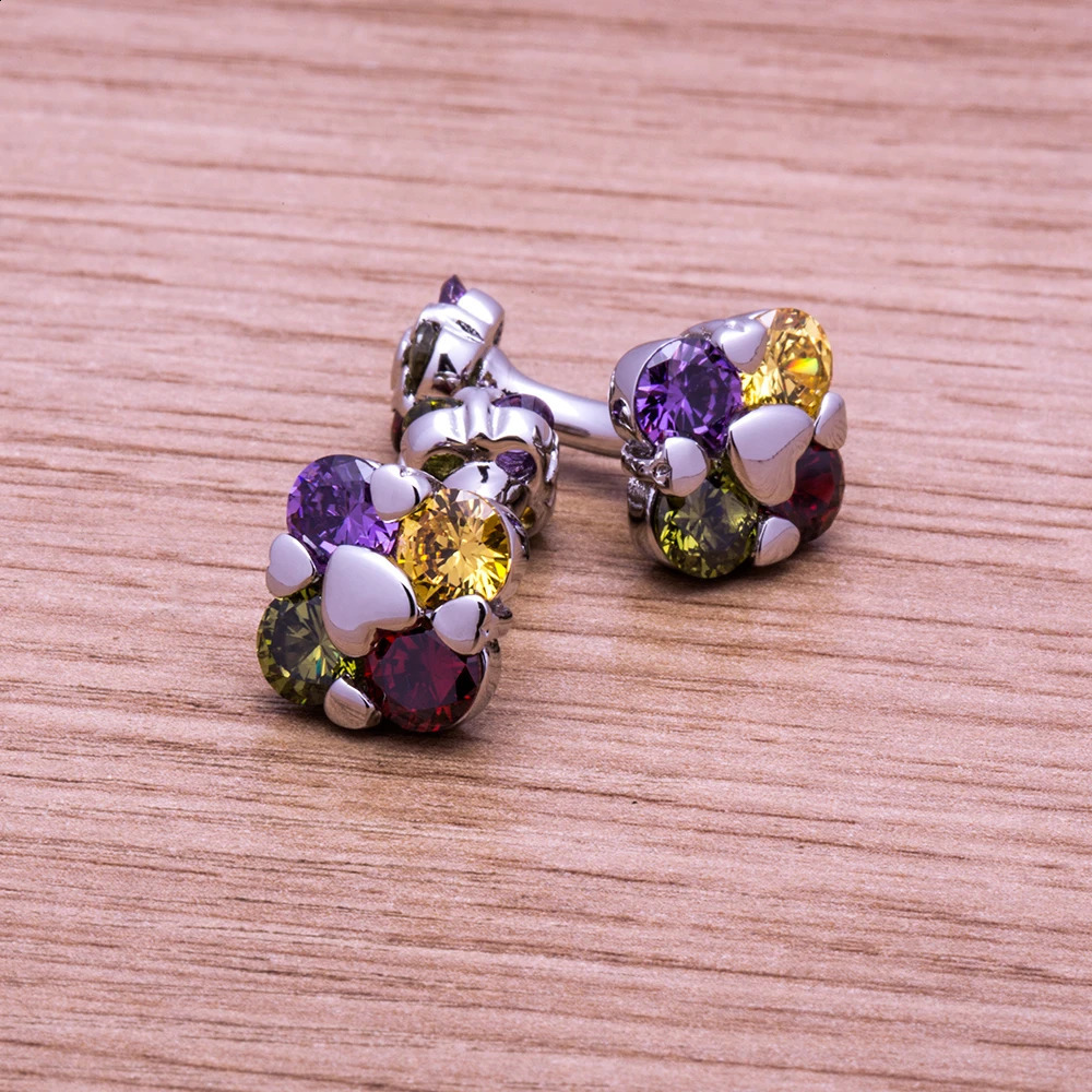 KFLK Jewelry Fashion Shirt Cufflinks Multi Color Crystal Cufflinks Wedding Button Mens High Quality Guests 250409