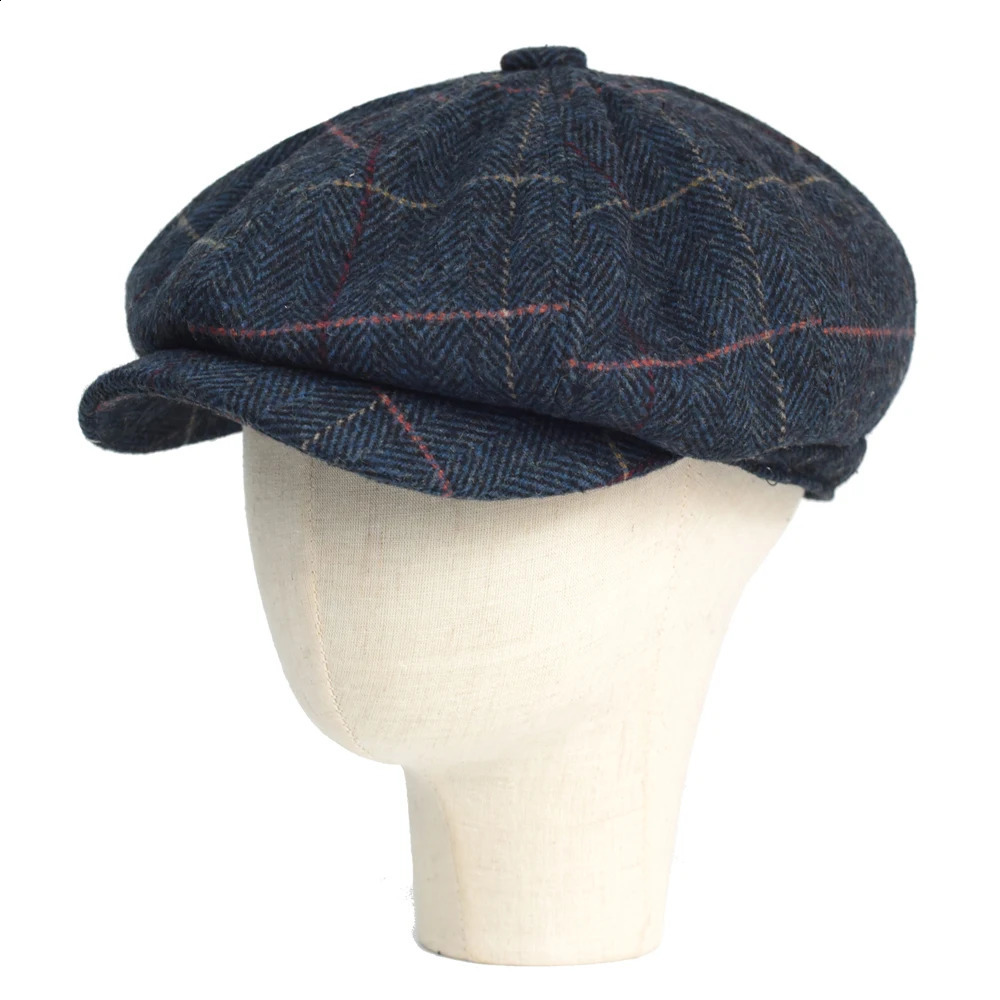 Autumn Winter Thick Warm Wool Herringbone sboy Cap Men Cabbie Beret Hats Octagonal Hat Detective Hats Retro Driver Flat Caps 250403