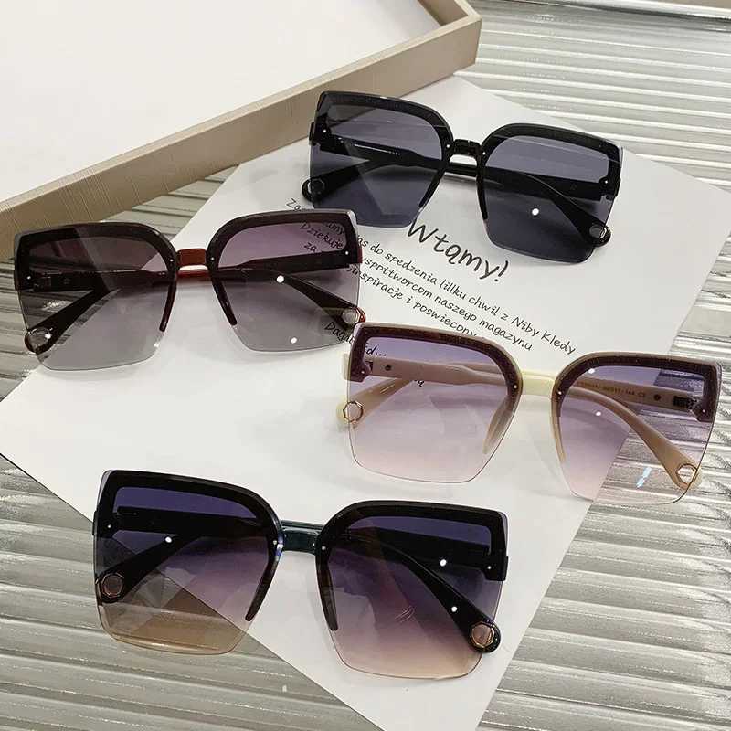 Oversized Sunglasses Man Woman Fashion Rimless Vintage Square Sun Glasses Eyewear Luxury Brand Design UV400 Female ShadesC250411
