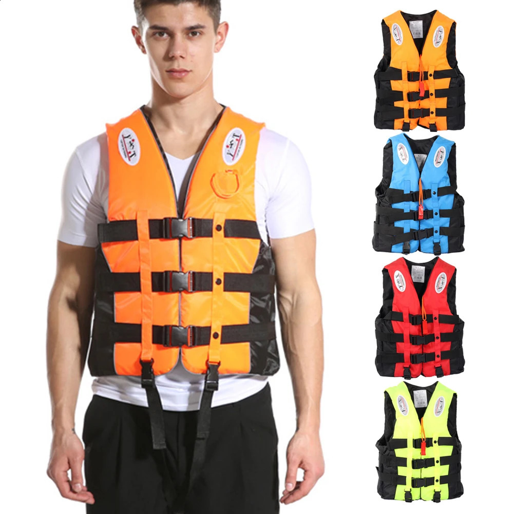 Outdoor Adult Swimming Life Jacket Adjustable Buoyancy Survival Suit Polyester Drifting Safety Life Vest With Reflective Stripe 250411