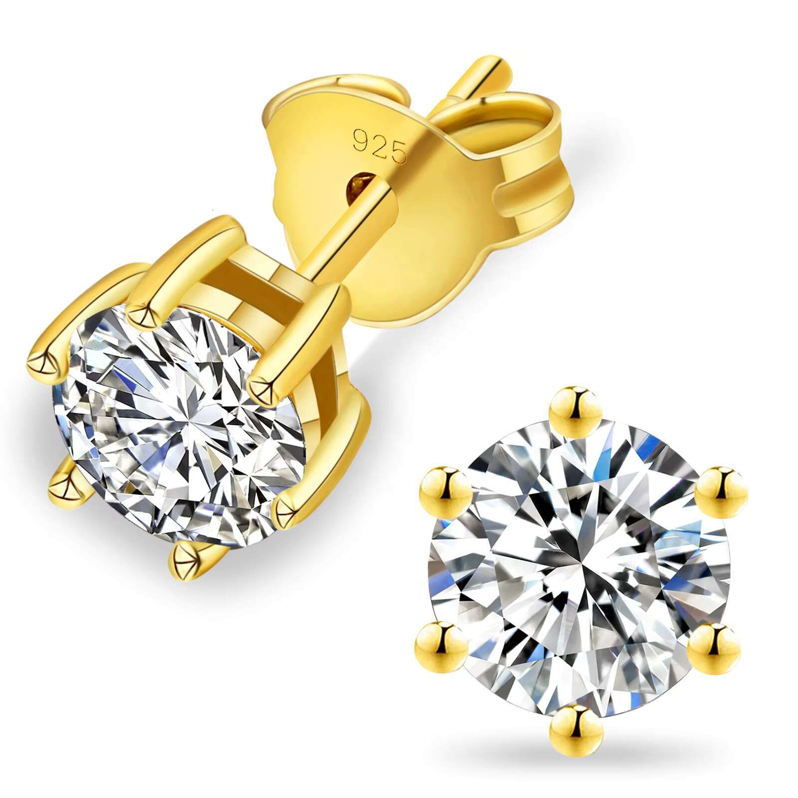 Reliable Quality Fine Stud Earrings Hot Selling Silver Sterling 4prong 1ct 2ct 3ct Moissanite Diamond Jewelry
