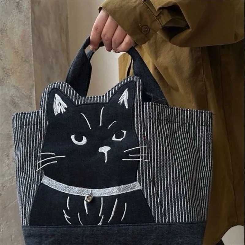 PU handbag embroidery 3D black handbag lunch bag womens shopping fabric cross body wallet casual garbage bagXJ250412