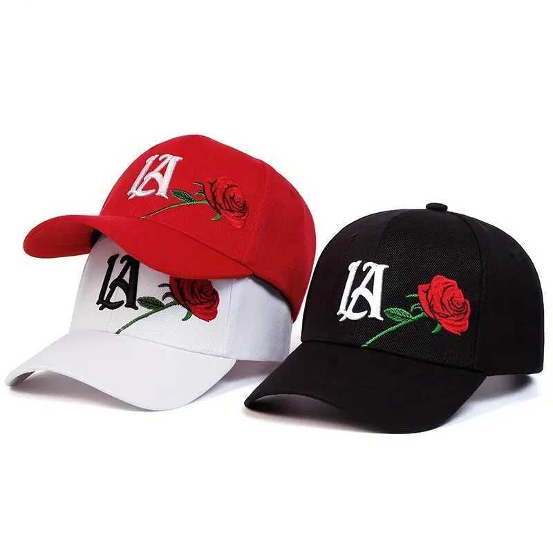 Neutral LA Rose Embroidered Baseball Cs Spring and Autumn Outdoor Adjustable Casual Hat Sunscreen HatXJ250411
