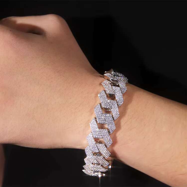 Fast Delivery Wholesale 20MM VVS Moissanite Gold Plated 925 Silver Bracelet Men Hip Hop Style Iced Out Diamond Cuban Bracelets