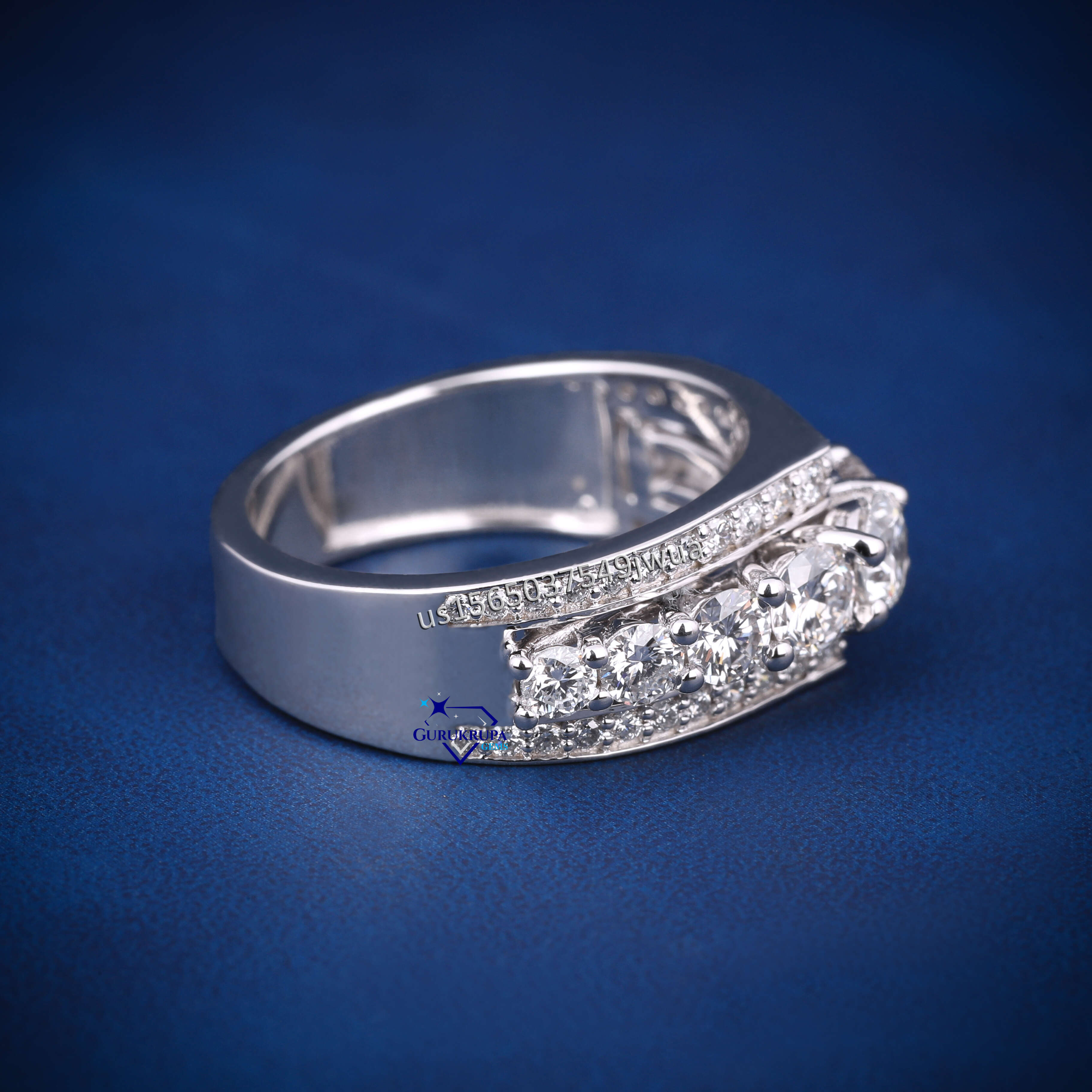 Wholesale Custom Classic 14k Solid White Gold High-Quality Vvs Moissanite Round Diamond Eternity Band for Proposal
