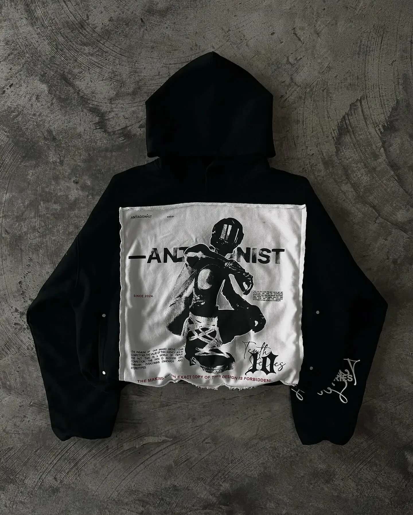 Y2K Hip Hop Retro Patch Embroidery Black Oversized Sweatshirt Men Women Gothic Pullover Hoodie Clothes