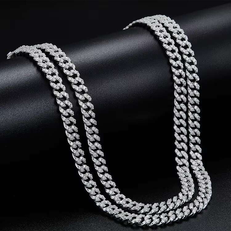 6mm Wide Necklace 18K Gold Plated S925 Sterling Silver VVS Moissanite Cuban Link Chain with GRA Certificate