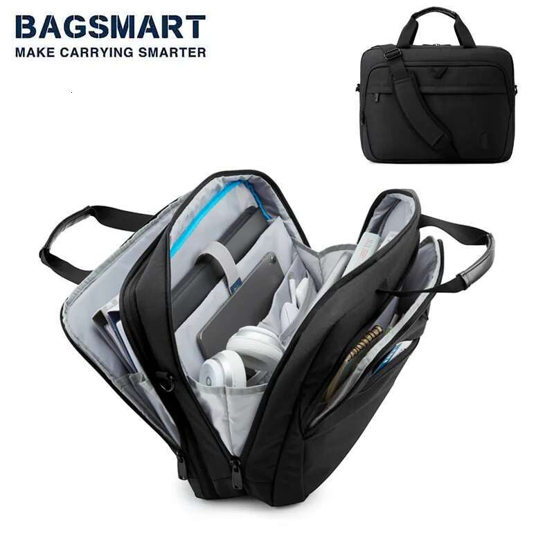BAGSMART 17.3 Inch Expandable Men Women Computer Briefcase Laptop Shoulder Bag For Business Work Travel