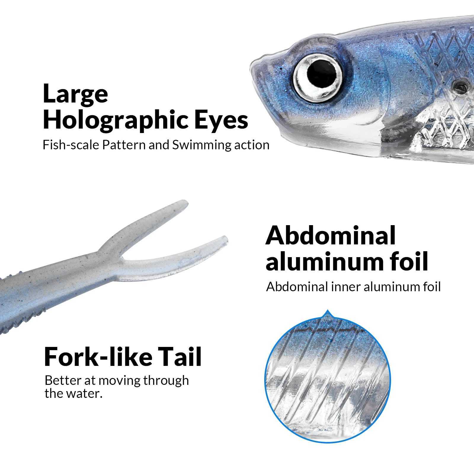 5pcs/6pcs Fishing Soft Bait 75mm100mm Shad Silicone Fishing Soft Lures Artificial Baits Swimbaits Bass Fishing Accessories Z250411