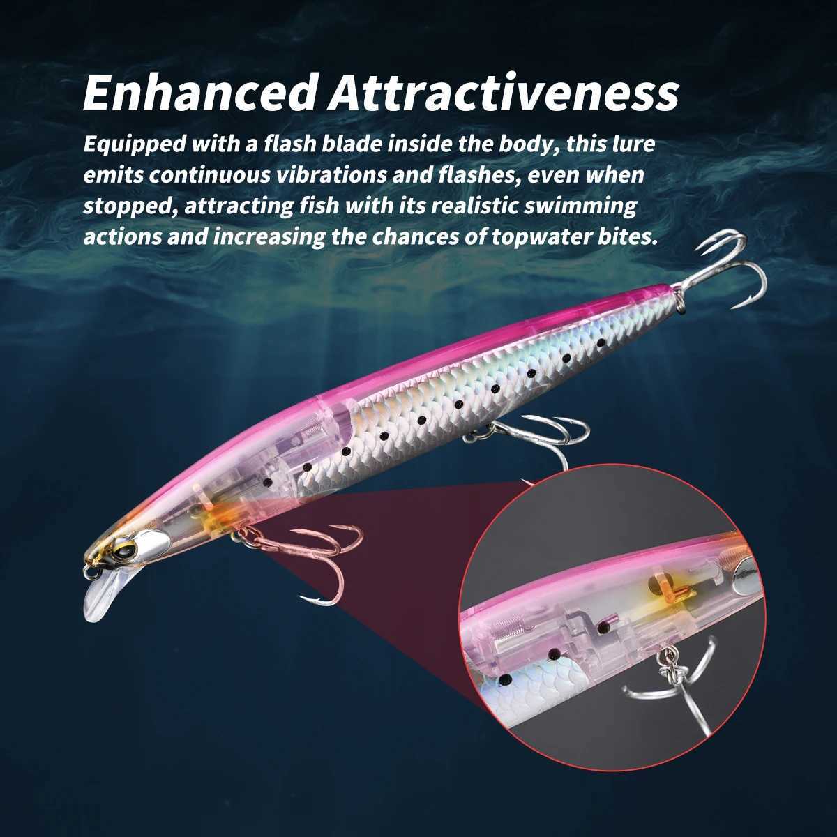 Long casting Fishing Lure 14.5cm 27g Floating Minnow with Flash Blade Fishing bait for Seabass High Quality Z250411