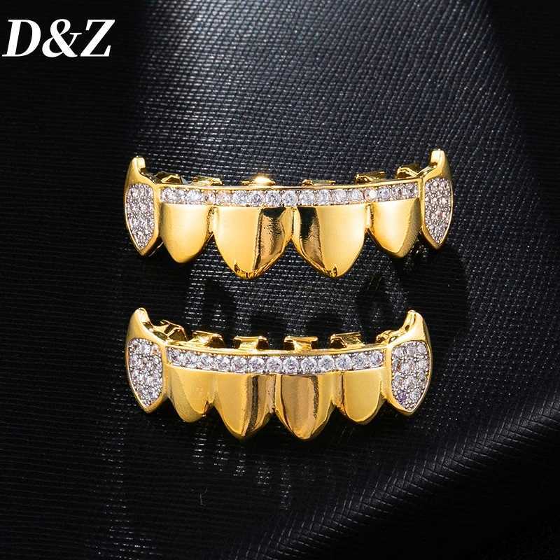 D Z Hip Hop Grill Teeth Grill CZ Stone Gold Teeth Grill Popular Mens and Womens Ice Grill W250412
