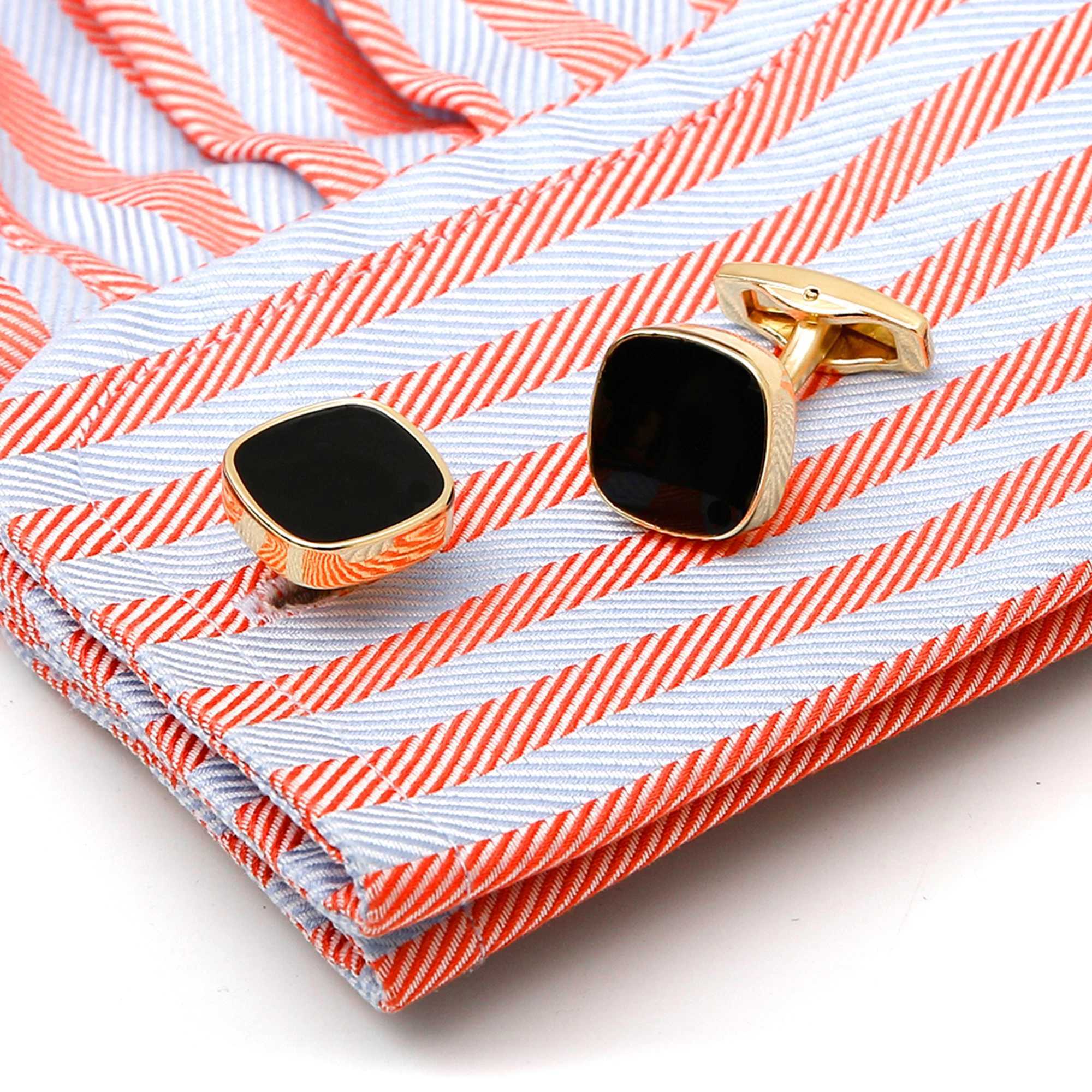 Mens cufflinks 2023 TOMYE XK23010 classic casual black gold square button formal dress shirt cufflinks wedding giftT250412