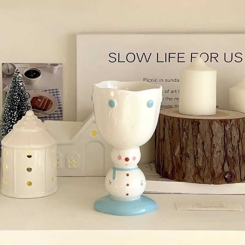 Christmas Christmas Cute 3D Snowman Shaped Water Cup Hand Painted Tall Cup High Beauty Gift for Friends As A Companion Gift Y251112