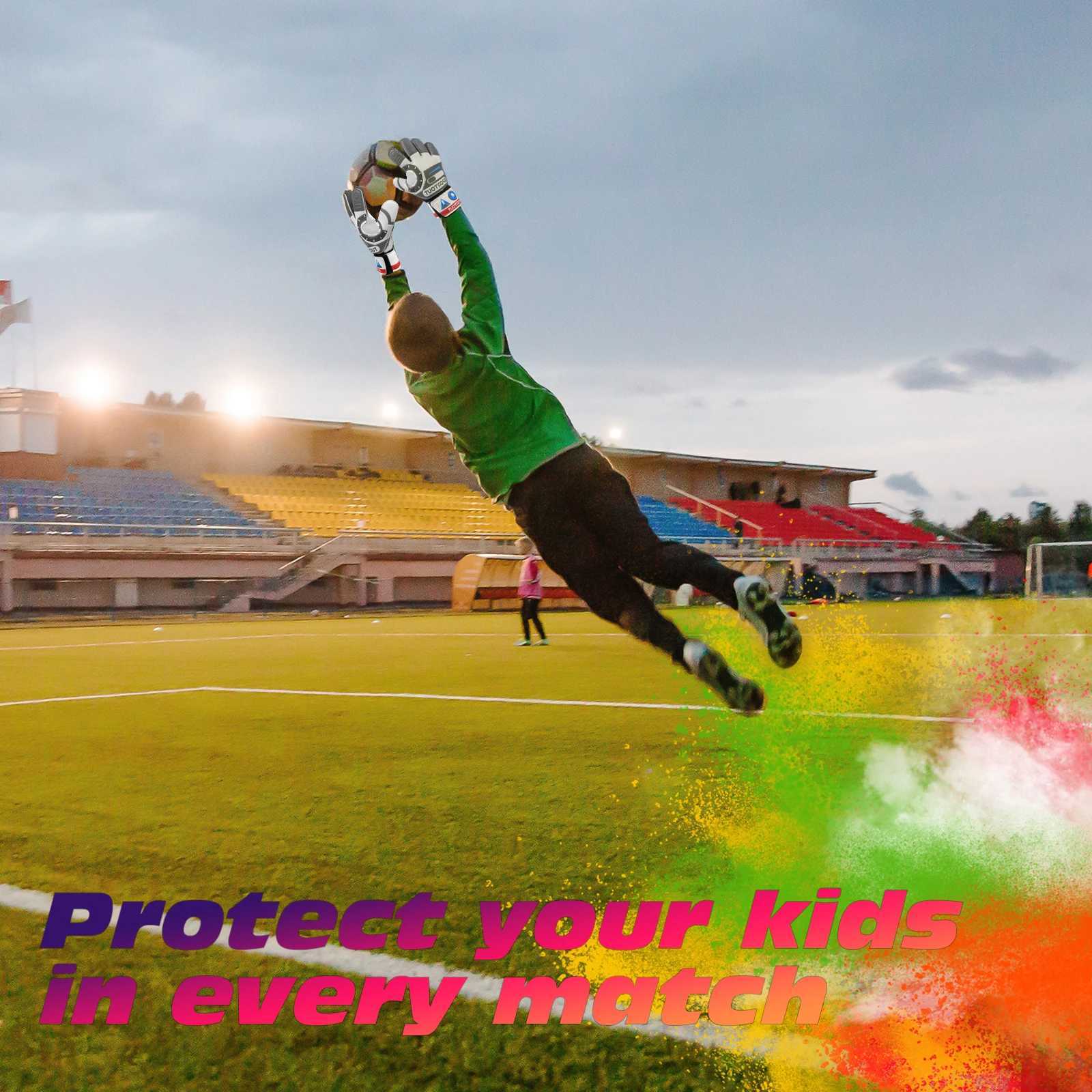 Football Goalie Gloves with Double Wrist Protection and Non-Slip Latex MaterialW251112